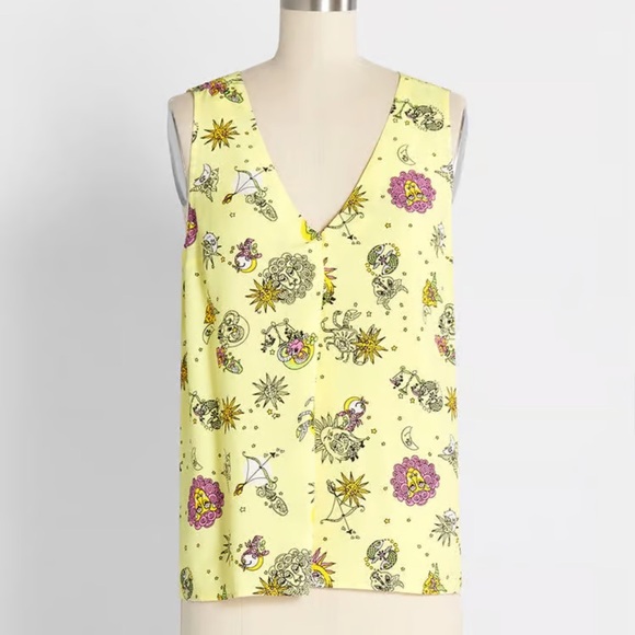 ModCloth Genuine Self Tank Top Yellow Astrology - Picture 1 of 7